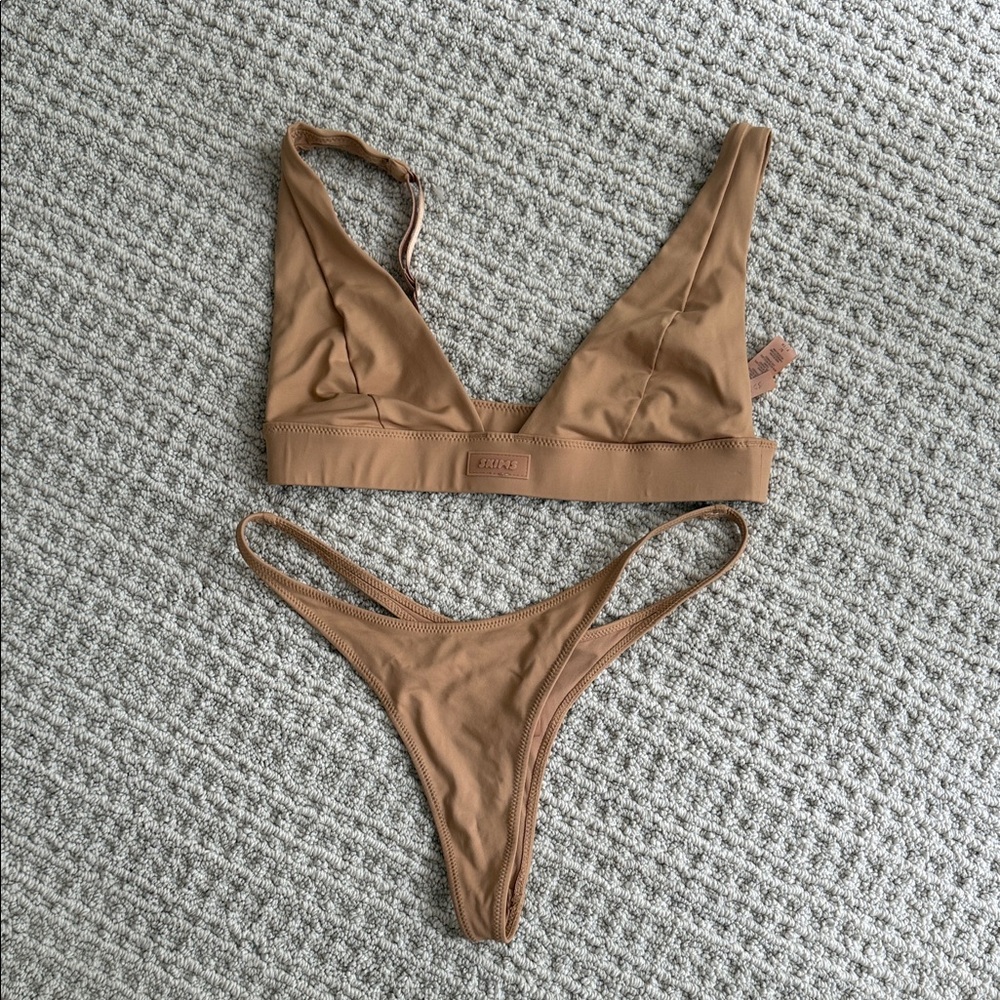 Tan Skims Thong Bikini Set